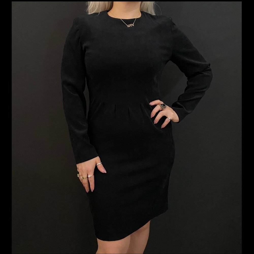 80s Positive Attitude Black Long Sleeve Dress